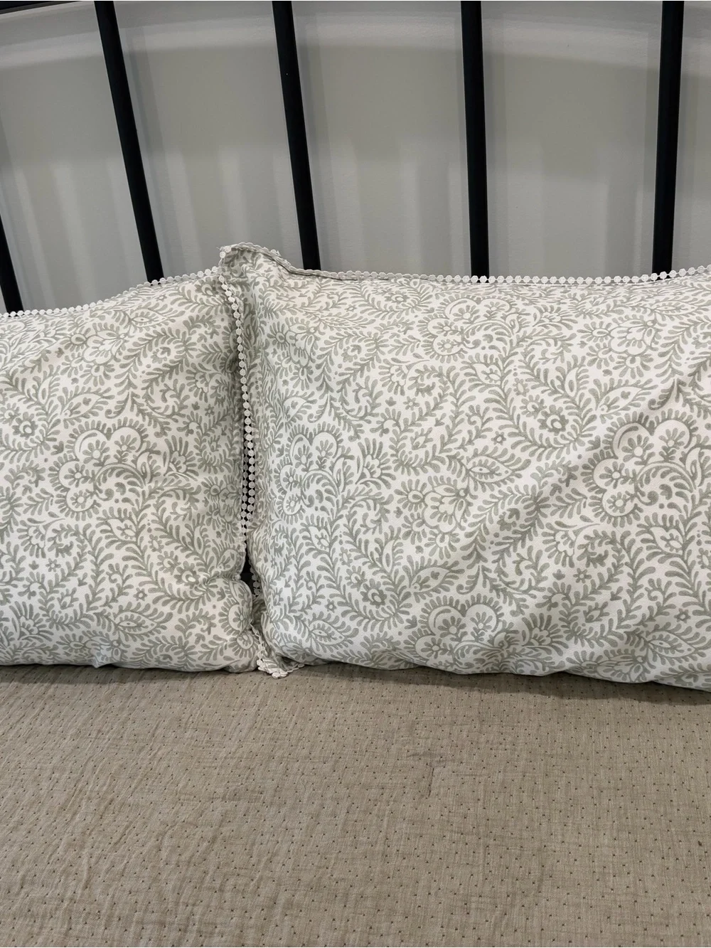 Decorative Pillow Shams in Sage Floral Print - Set of 2